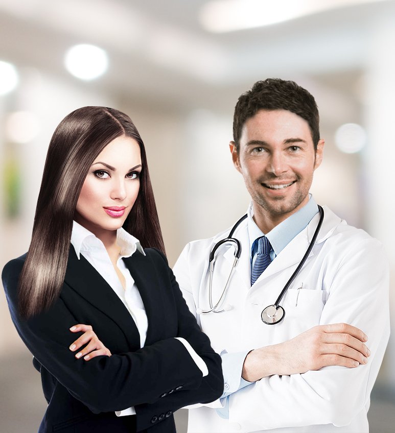 Doctor with a female business consultant